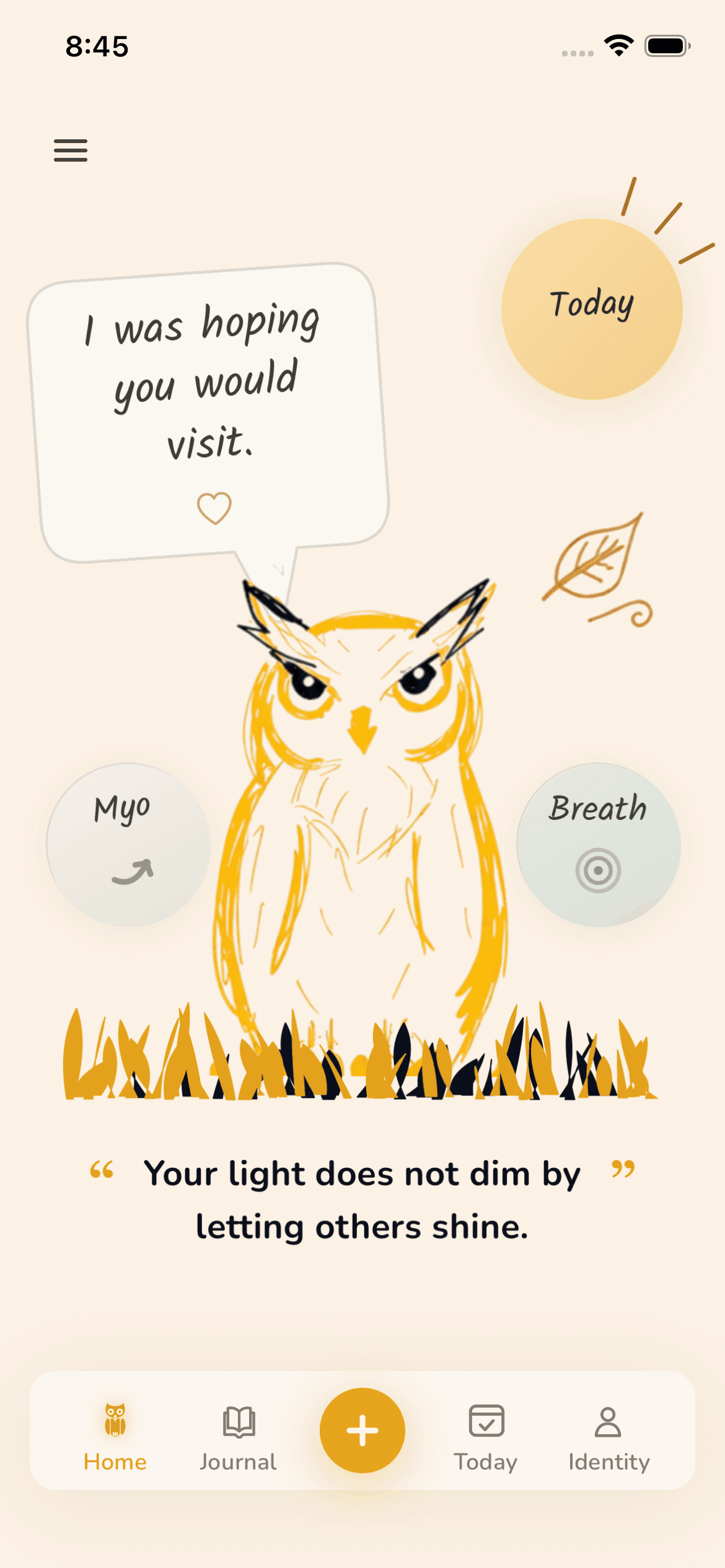 The Solo Journey app home screen